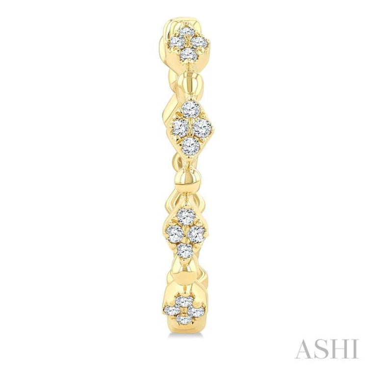 1/6 Ctw Kite Shape Motif and Ball Bead Link Round Cut Diamond Fashion Hoop Earrings in 10K Yellow Gold