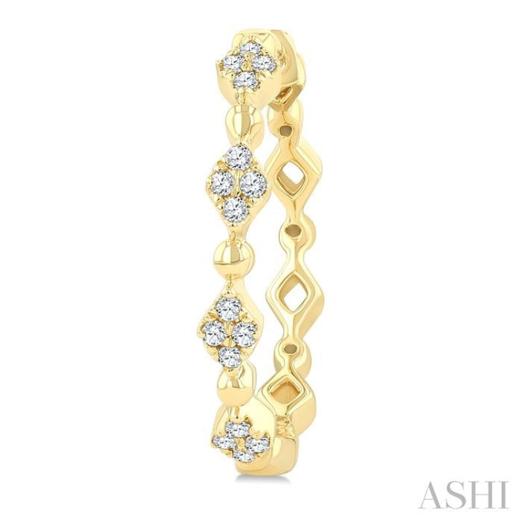 1/6 Ctw Kite Shape Motif and Ball Bead Link Round Cut Diamond Fashion Hoop Earrings in 10K Yellow Gold