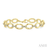 1/10 Ctw Bold Oval Link Round Cut Diamond Fashion Bracelet in Yellow Gold Vermeil