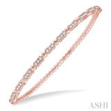 1/2 Ctw Box Link Round Cut Stackable Diamond Bangle in 14K Rose Gold
