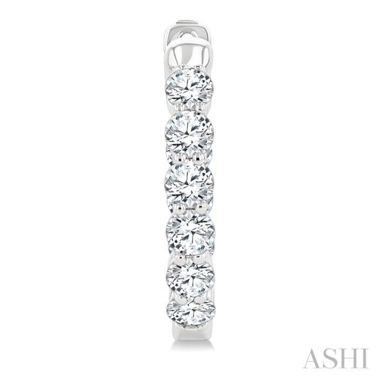 2 Ctw Inside & Out Round Cut Diamond Fashion Hoop Earrings in 14K White Gold
