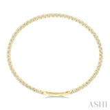 3 Ctw Round Cut Diamond Full way Straight Flex Bangle in 14K Yellow Gold