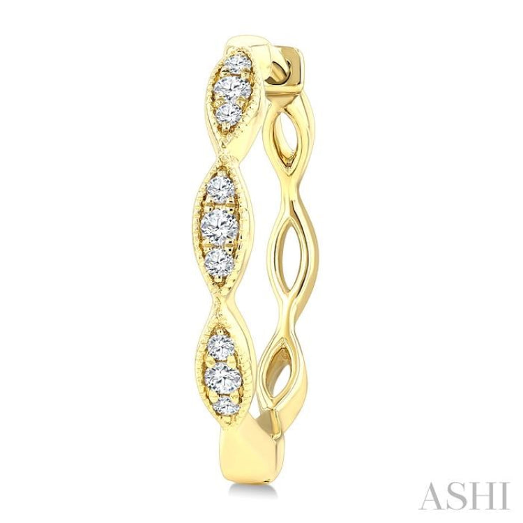 1/6 Ctw Marquise Shape Carving Round Cut Diamond Fashion Hoop Earrings in 10K Yellow Gold