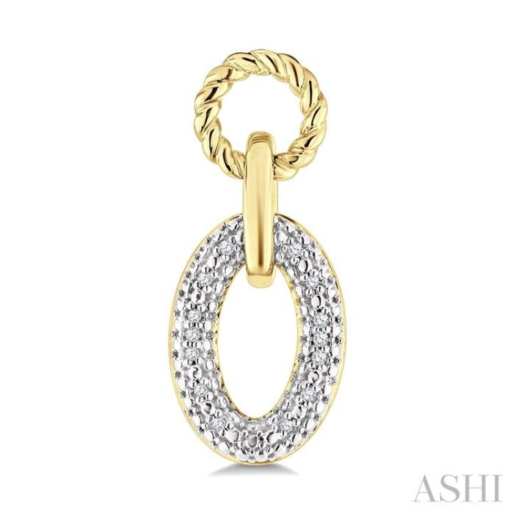 1/10 Ctw Oval Shaped Open Window Link Round Cut Diamond Earrings in Yellow Gold Vermeil