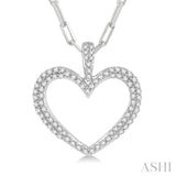 1/2 Ctw Round Cut Diamond Heart Pendant With Chain in 14K White Gold