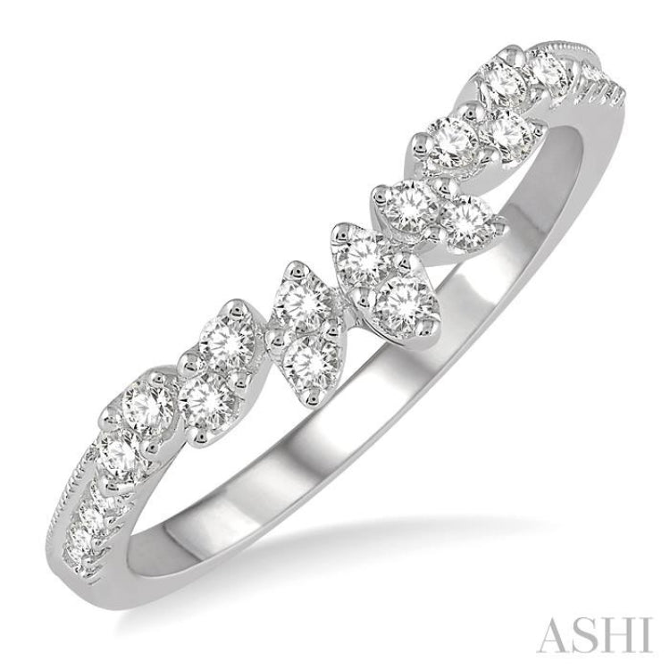 1/4 Ctw Marquise Garland Round Cut Diamond Wedding Band in 14K White Gold