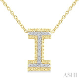 1/20 Ctw Bubble Accent Initial 'I' Round Cut Diamond Fashion Pendant With Chain in Yellow Gold Vermeil