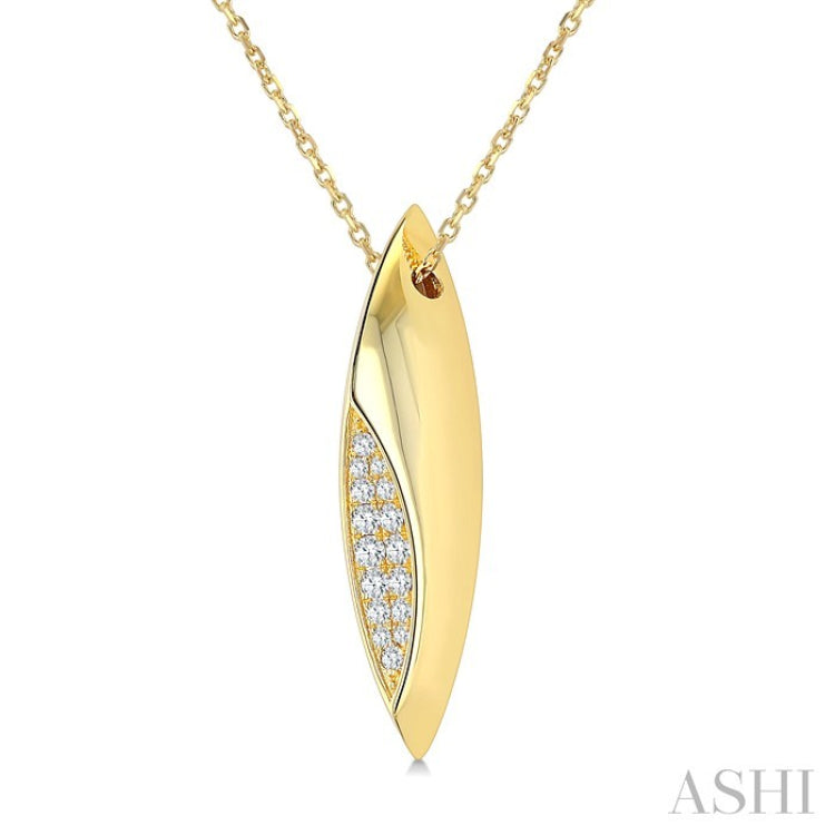 1/10 Ctw Marquise Shape Round Cut Diamond Fashion Pendant in 14K Yellow Gold