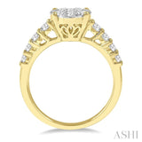 1 1/10 Ctw Round Cut Lovebright Diamond Ring in 14K Yellow and White Gold