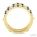 1.55 MM Round Shape Sapphire and 1/3 Ctw Baguette and Round Cut Diamond Precious Insert Ring in 14K Yellow Gold