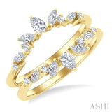 1/2 Ctw Pear, Marquise and Round Cut Diamond Insert Ring in 14K Yellow Gold