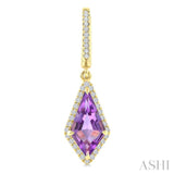12X5 MM Evoque Gemstones Kite Shape Amethyst and 1/3 Ctw Round Cut Diamond Semi-Precious Earrings in 10K Yellow Gold