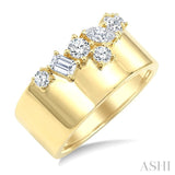3/4 Ctw Mixed Diamond Cut Fashion Wide Band in 14K Yellow Gold