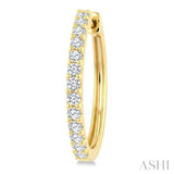 1 Ctw Round Cut Diamond Hoop Earrings in 14K Yellow Gold