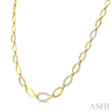 1 1/10 Ctw Round Cut Diamond Open Link Fashion Necklace in 14K Yellow Gold