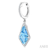 12X5 MM Evoque Gemstones Kite Shape Blue Topaz and 1/3 Ctw Round Cut Diamond Semi-Precious Earrings in 10K White Gold