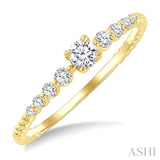 1/4 Ctw Bead Texture Shank Graduated Round Cut Diamond Stackable Fashion Ring in 10K Yellow Gold