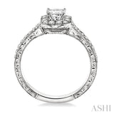 5/8 Ctw Diamond Engagement Ring with 1/4 Ct Princess Cut Center Stone in 14K White Gold