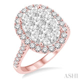 2 Ctw Oval Shape Diamond Lovebright Ring in 14K Rose and White Gold