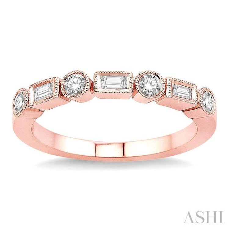 3/8 Ctw Round and Baguette Diamond Wedding Band in 14K Rose Gold