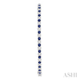 2.1 MM Sapphire and Alternating 2 1/2 Ctw Round Cut Inside-Out Diamond Precious Hoop Earrings in 14K White Gold