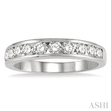 3/4 Ctw Channel Set 11 Stone Round Cut Diamond Wedding Band in 14K White Gold