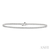 1 Ctw Square Shape Round Cut Diamond Tennis Bracelet in 18K White Gold