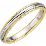 14K Yellow & White 3.5 mm Half Round Band with Milgrain