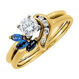 14K Yellow Gold Natural Blue Sapphire & .07 CTW Natural Diamond Ring