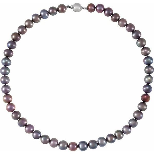 Sterling Silver Cultured Black Freshwater Pearl 18