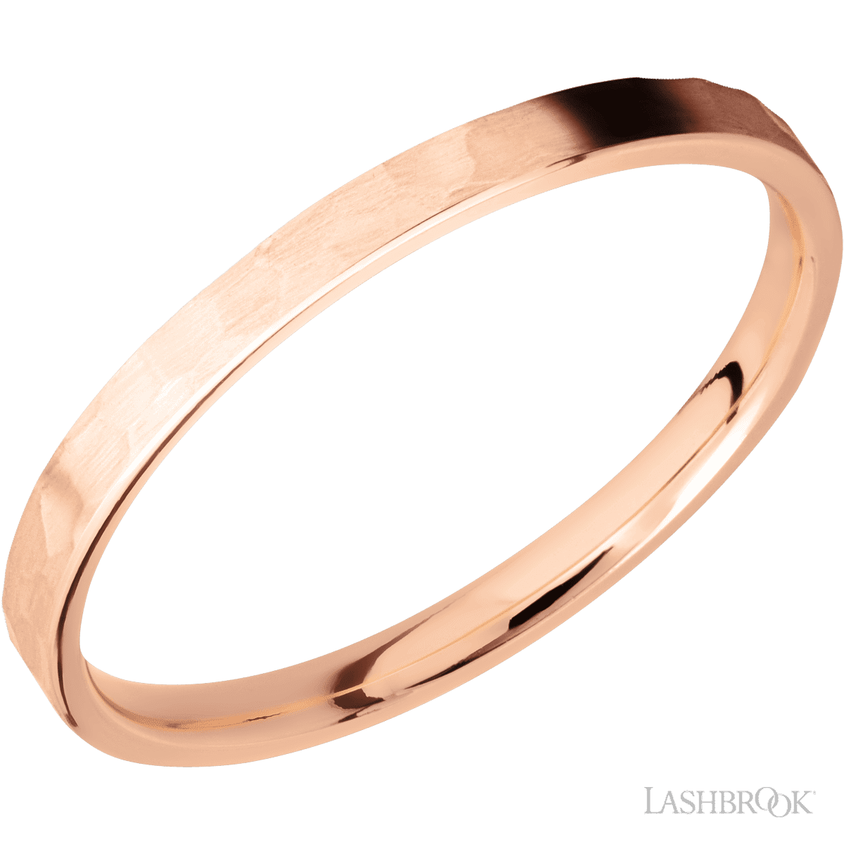 2 mm wide Flat 14K Rose Gold band