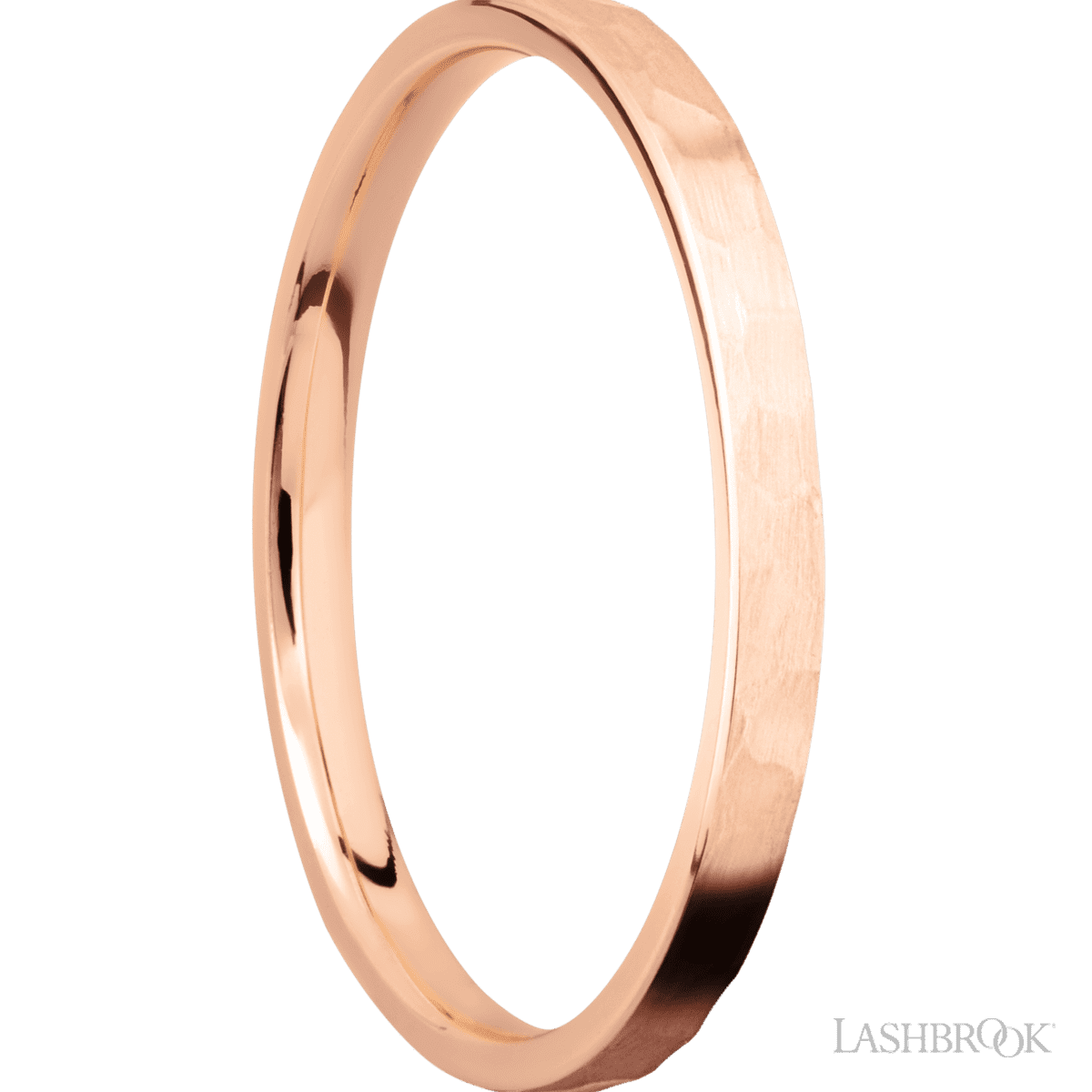 2 mm wide Flat 14K Rose Gold band