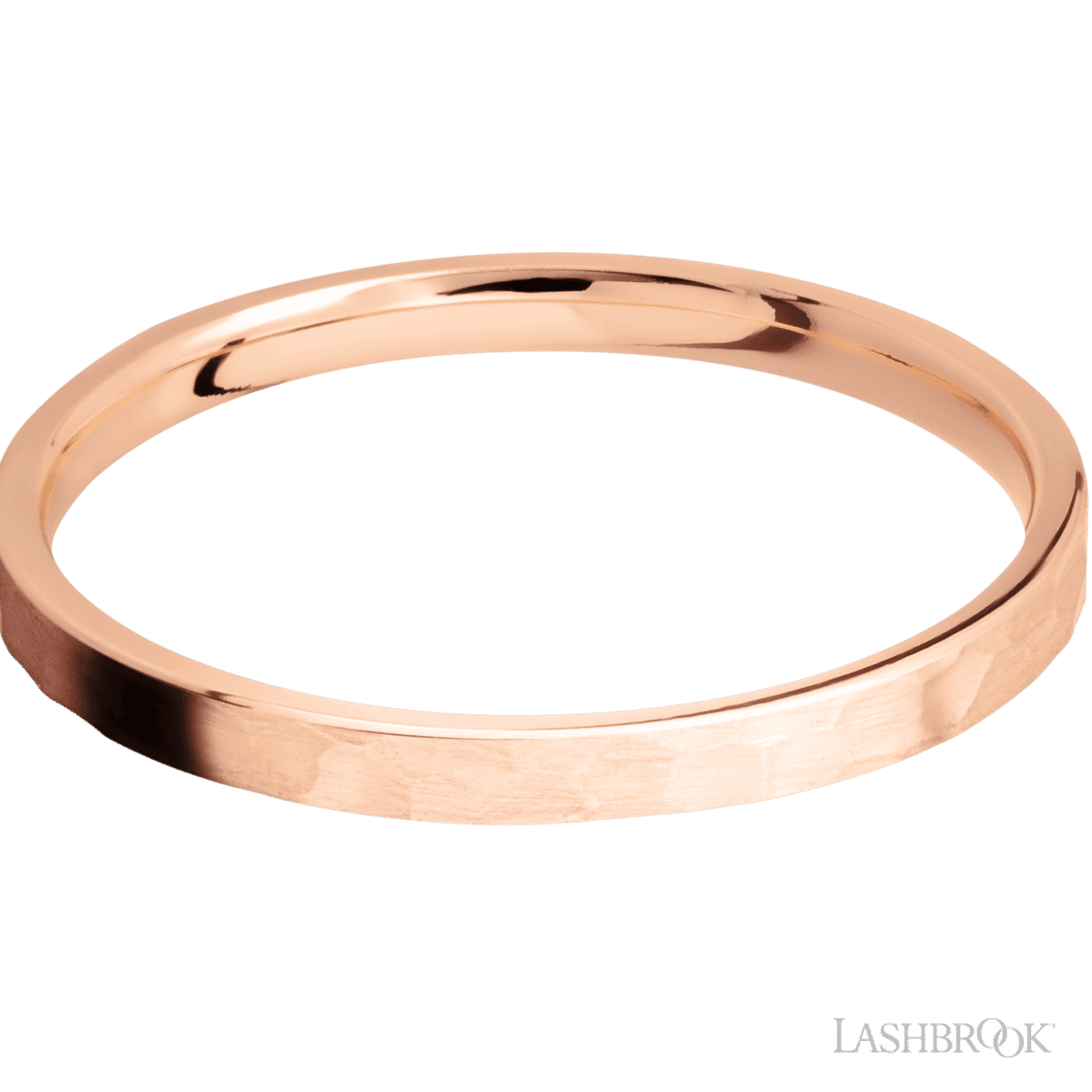 2 mm wide Flat 14K Rose Gold band