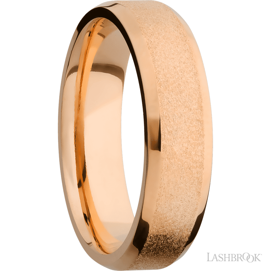 6 mm wide Beveled 14K Rose Gold band