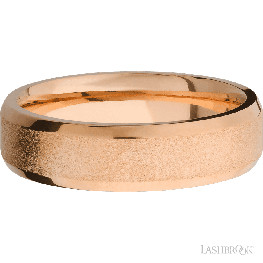 6 mm wide Beveled 14K Rose Gold band