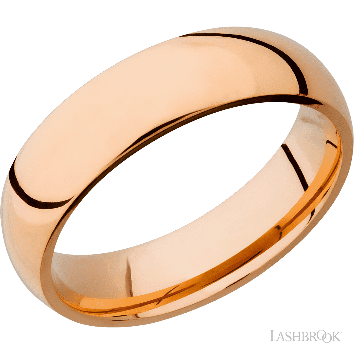 6 mm wide Domed 14K Rose Gold band