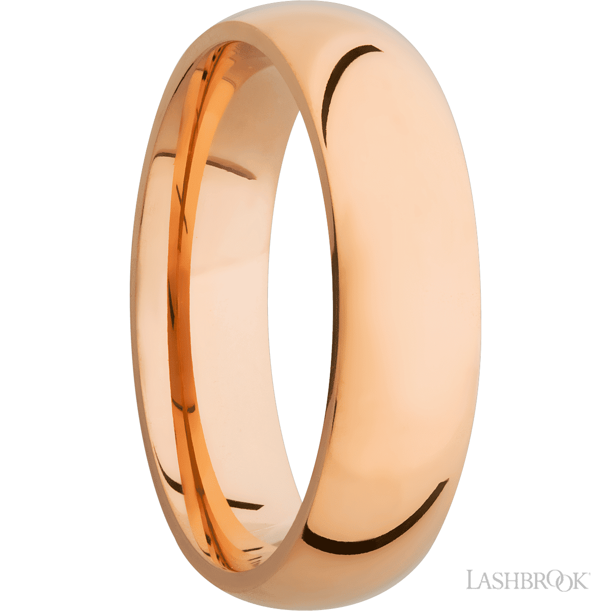 6 mm wide Domed 14K Rose Gold band