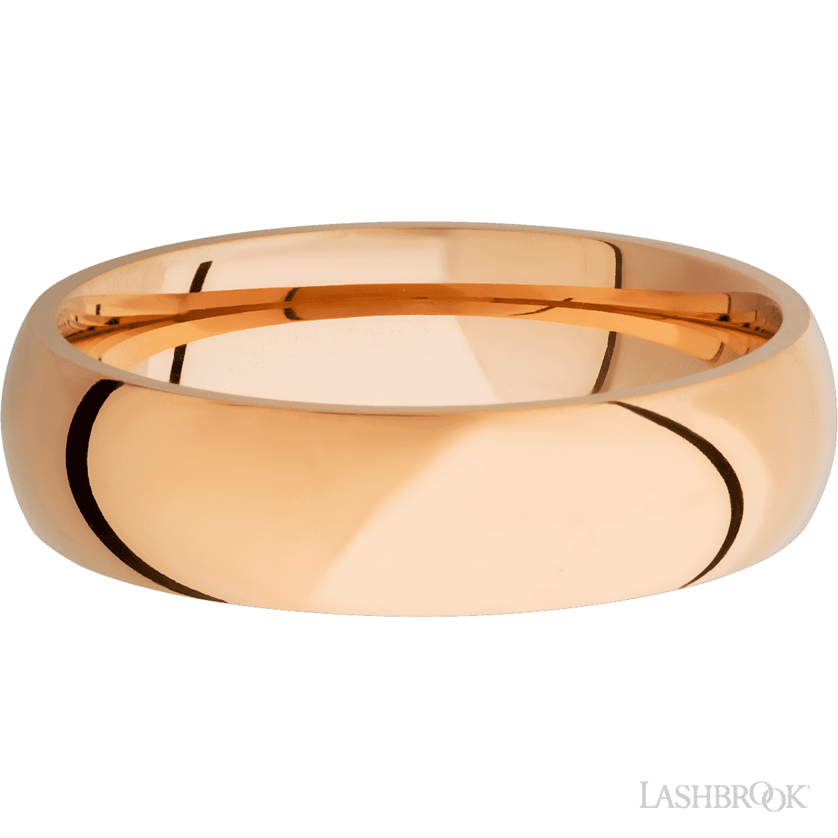6 mm wide Domed 14K Rose Gold band