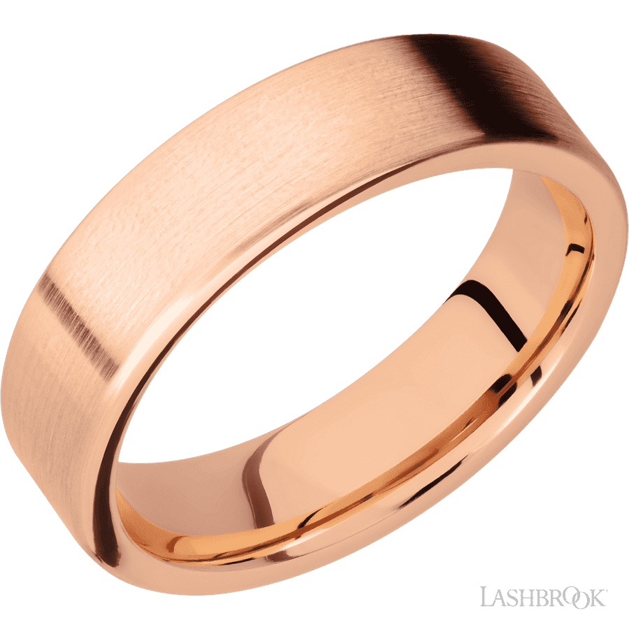 6 mm wide Flat 14K Rose Gold band