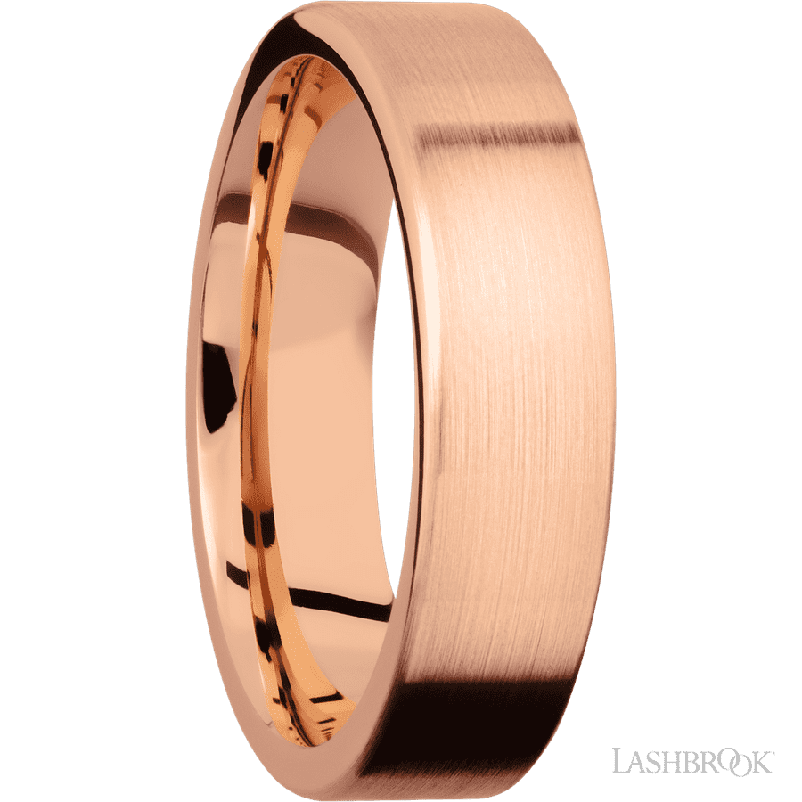 6 mm wide Flat 14K Rose Gold band