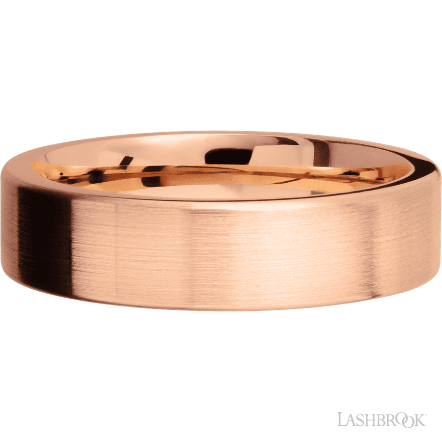 6 mm wide Flat 14K Rose Gold band