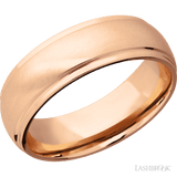 7 mm wide Domed Stepped Down Edges 14K Rose Gold band