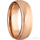 7 mm wide Domed Stepped Down Edges 14K Rose Gold band