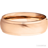 7 mm wide Domed Stepped Down Edges 14K Rose Gold band