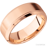 8 mm wide High Bevel Milgrain 14K Rose Gold band