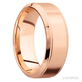 8 mm wide High Bevel Milgrain 14K Rose Gold band