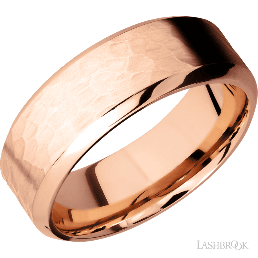 8 mm wide High Bevel 14K Rose Gold band