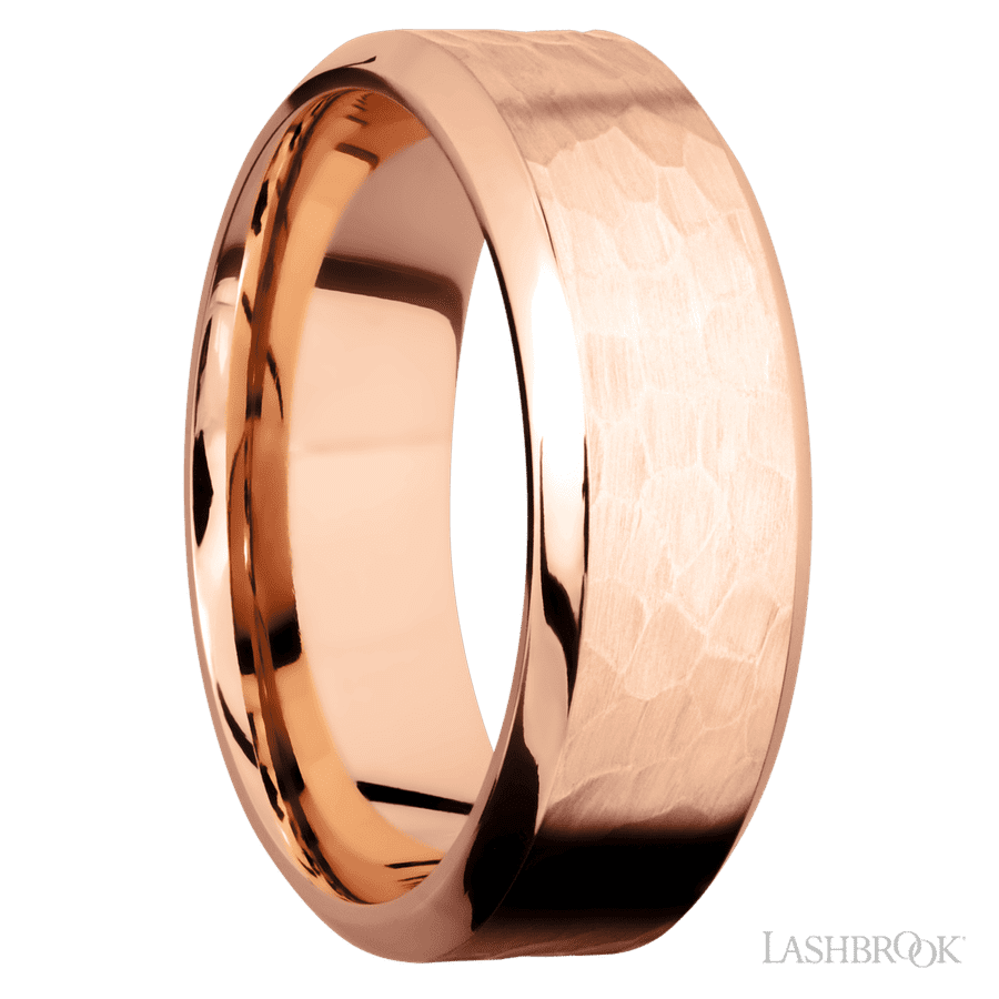 8 mm wide High Bevel 14K Rose Gold band