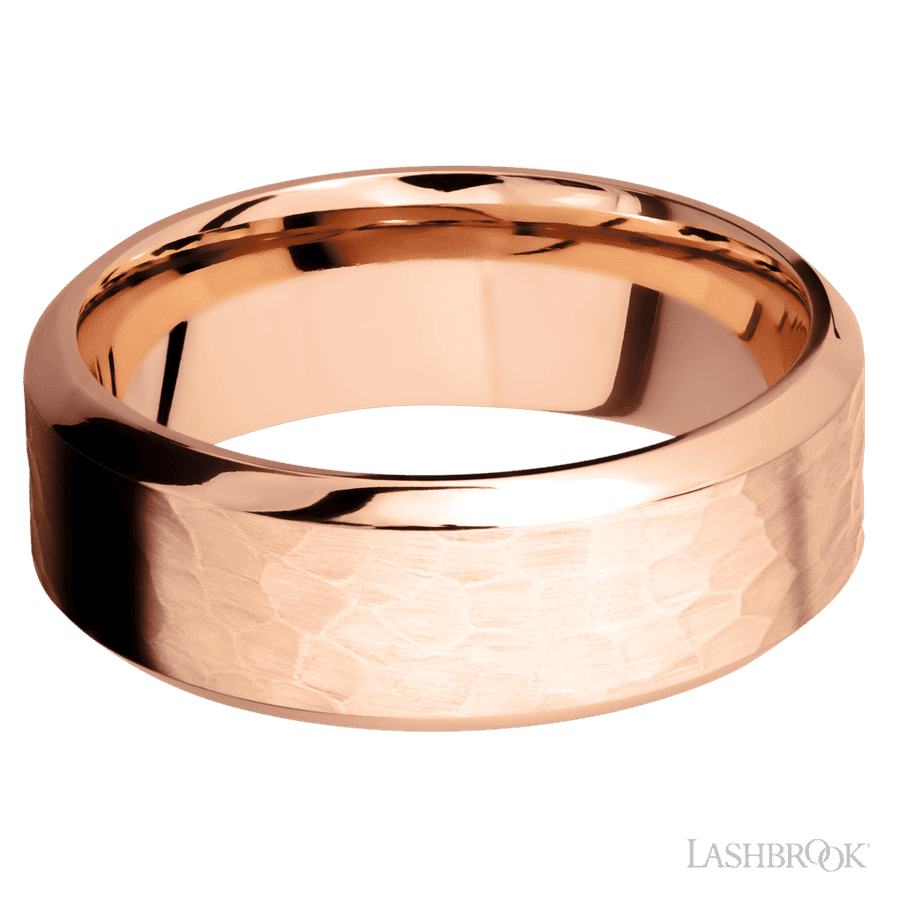 8 mm wide High Bevel 14K Rose Gold band