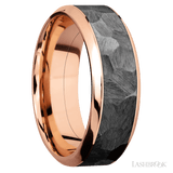 8 mm wide/High Bevel/14K Rose Gold band with one 5 mm Centered inlay of Zirconium